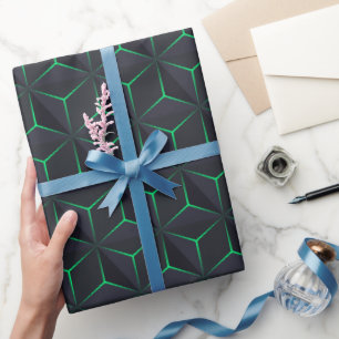 Papel De Presente Padrão 3D Geométrico Luxurioso