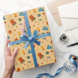 Papel De Presente Padrão 4 de acampamento de bushcraft de tendas da 