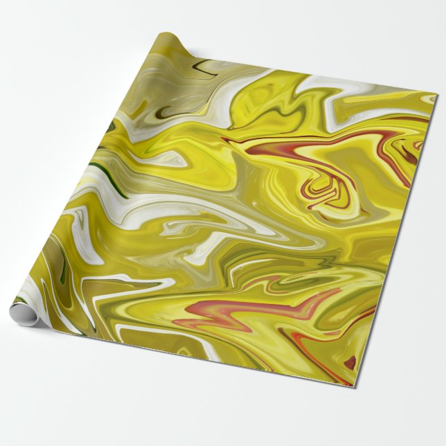 Papel De Presente Padrão abstrato amarelo (Desenrolado)