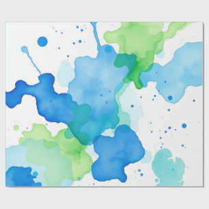 Papel De Presente Padrão Abstrato Aquarela Azul Verde