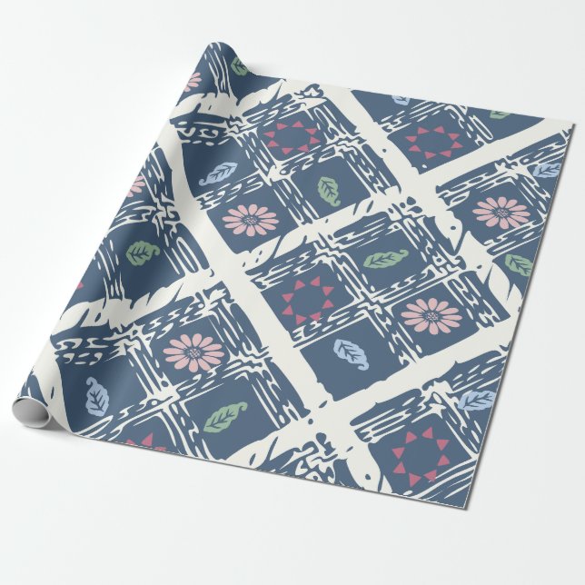 Papel De Presente Padrão Abstrato Azul (Desenrolado)