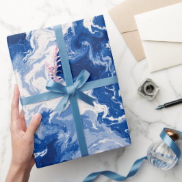 Papel De Presente Padrão Abstrato Branco Fluxo Azul Profundo Oceano