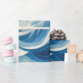 Papel De Presente Padrão Abstrato Branco Fluxo Azul Profundo Oceano