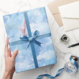 Papel De Presente Padrão Abstrato Branco Névoa Aquarela Céu Azul