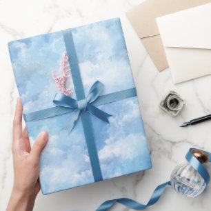 Papel De Presente Padrão Abstrato Branco Névoa Aquarela Céu Azul