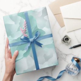 Papel De Presente Padrão abstrato branco suave em menta pastel aqua