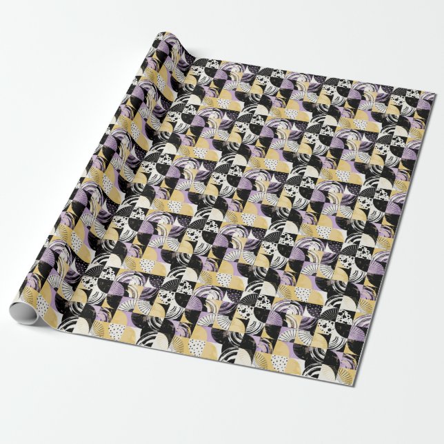 Papel De Presente Padrão abstrato com diversas formas. (Desenrolado)