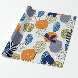 Papel De Presente Padrão abstrato com folhas e formas