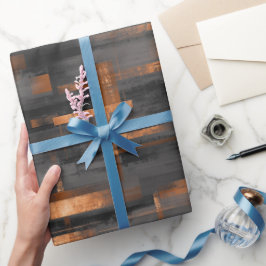 Papel De Presente Padrão Abstrato de Cobre Moderno com Brilho de Bro