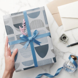 Papel De Presente Padrão Abstrato de Equilíbrio Azul Cinza Suave