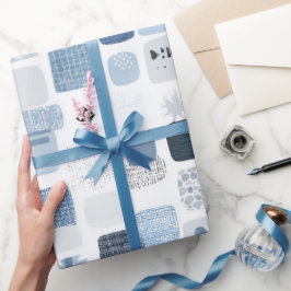 Papel De Presente Padrão Abstrato de Equilíbrio Cinza Azul Suave