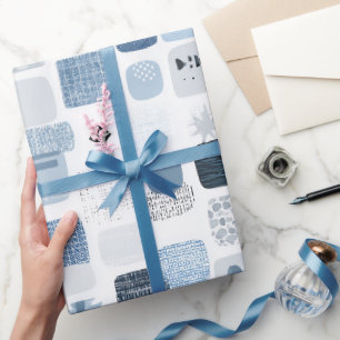 Papel De Presente Padrão Abstrato de Equilíbrio Cinza Azul Suave