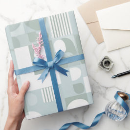 Papel De Presente Padrão Abstrato de Equilíbrio de Sage Cinza Suave