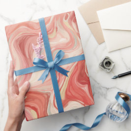 Papel De Presente Padrão Abstrato de Fluxo de Água Coral Fluido Pêss