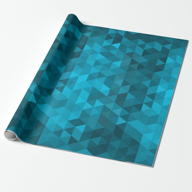Papel De Presente padrão abstrato de fundo do triângulo azul baixo (Desenrolado)