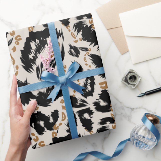 Papel De Presente Padrão Abstrato de Leopardo Africano Boêmio (Presentear)