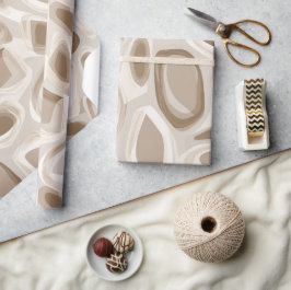 Papel De Presente Padrão Abstrato de Movimento Suave Bege Taupe Mode