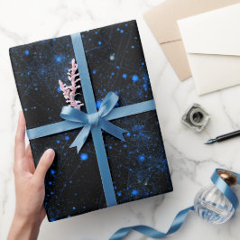 Papel De Presente Padrão Abstrato de Poeira de Estrela Azul Cósmica