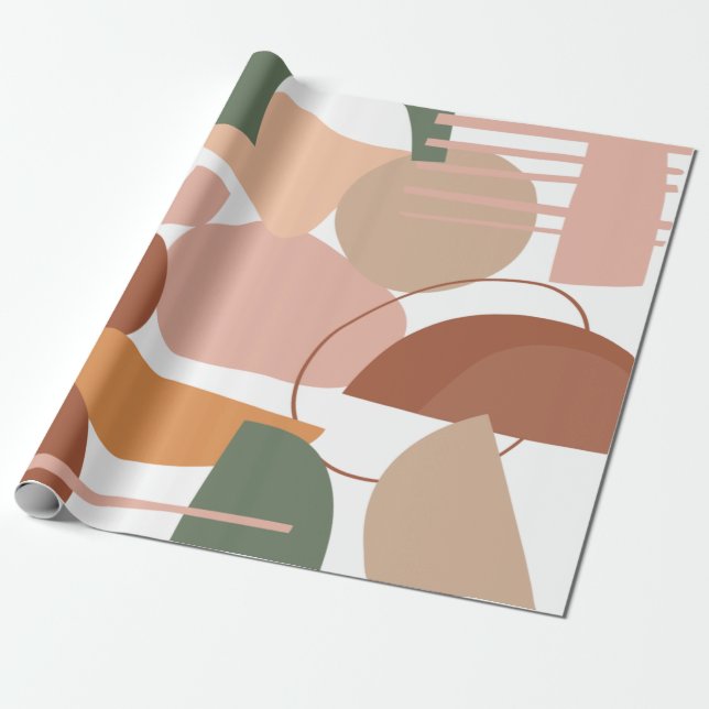 Papel De Presente Padrão Abstrato de Tons Terrosos (Desenrolado)