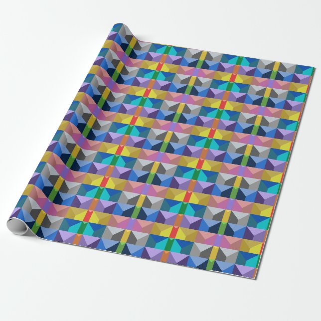 Papel De Presente Padrão Abstrato de Triângulo 3D (Desenrolado)
