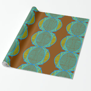 Papel De Presente Padrão Abstrato Geométrico Marrom Azul