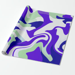 Papel De Presente Padrão Abstrato Giratório em Tons Frios