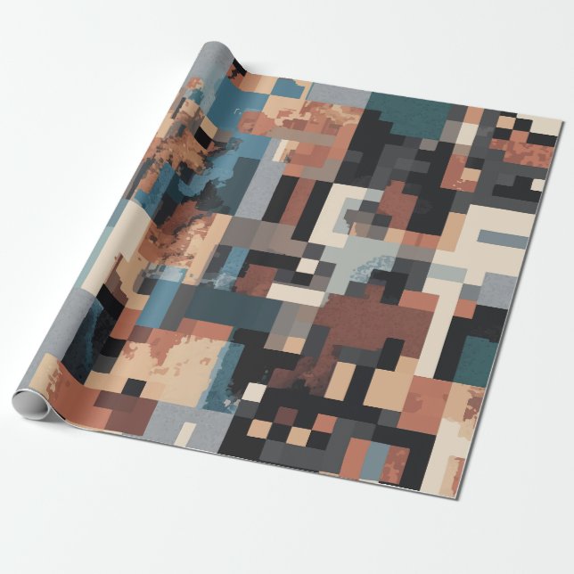 Papel De Presente padrão abstrato pixel (Desenrolado)