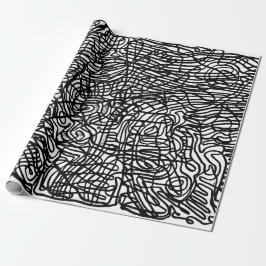 Papel De Presente Padrão abstrato preto e branco