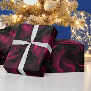 Papel De Presente Padrão Abstrato Preto Fluxo Fumaça Vinho Borgonha