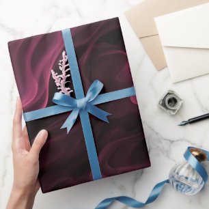 Papel De Presente Padrão Abstrato Preto Fluxo Fumaça Vinho Borgonha
