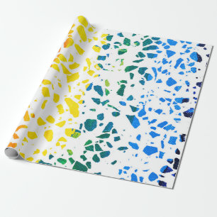 Papel De Presente Padrão abstrato Terrazzo do arco-íris colorida do 