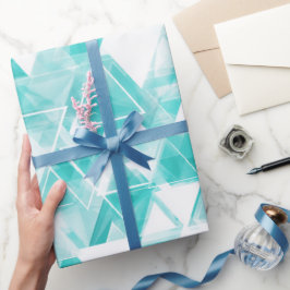 Papel De Presente Padrão Abstrato Triângulo Geométrico Ciano Menta
