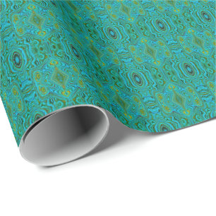 Papel De Presente Padrão Abstrato Turquesa Chartreuse Retro Alucinan