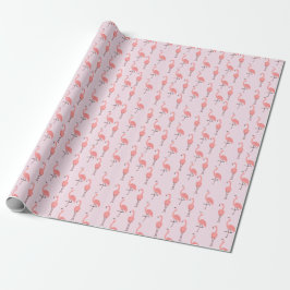 Papel De Presente Padrão Aleatório de Pássaro Flamingo Rosa