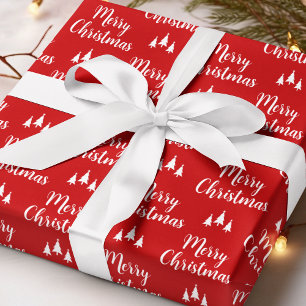 Papel De Presente Padrão Alegre Natal Vermelho