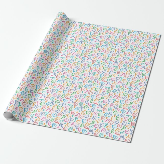 Papel De Presente padrão alfabético (Desenrolado)