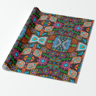 Papel De Presente Padrão americano. Impressão Ikat sem problemas. de