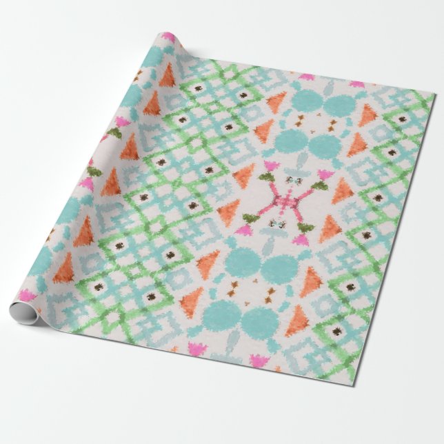 Papel De Presente Padrão americano. Impressão Ikat sem problemas. Vi (Desenrolado)