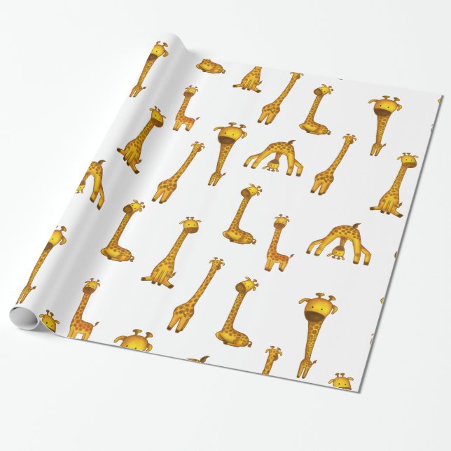 Papel De Presente Padrão Animal Giraffe Cute Safari (Desenrolado)