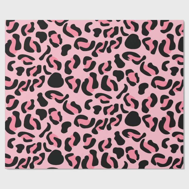 Papel De Presente Padrão Animal Rosa Moderno Leopardo (Aberto)