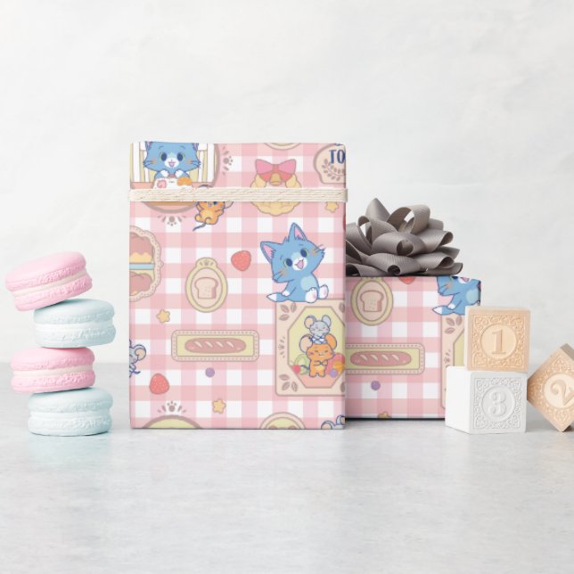 Papel De Presente Padrão Anime Tom and Jerry Bakery (Chá de bebê)