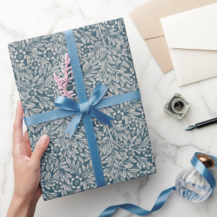 Papel De Presente Padrão antigo de saída Vestida deixa fundo azul