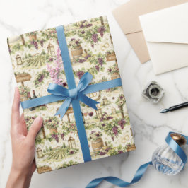 Papel De Presente Padrão Aquarela de Casamento Quinta de Vinha