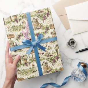Papel De Presente Padrão Aquarela de Casamento Quinta de Vinha