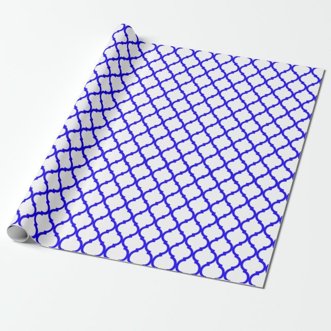 Papel De Presente Padrão arabesco azul (Desenrolado)