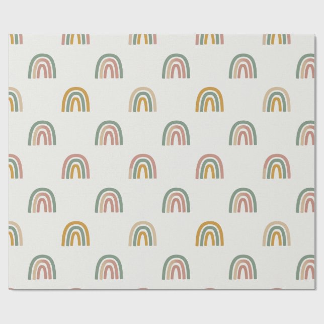Papel De Presente Padrão arco-íris boho escandi suave (Aberto)