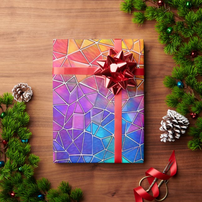 Papel De Presente Padrão Arco-Íris de Vidro Estreito (Presente de Natal)