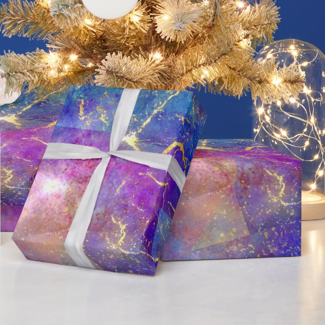 Papel De Presente Padrão Arco-íris Ombre e Opala de Fogo Dourada (Feriados)