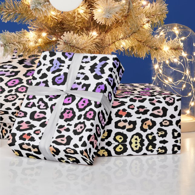 Papel De Presente padrão arco-íris trendente de impressão leopardo p (Feriados)