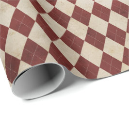 Papel De Presente Padrão Argyle Burgundy Rústico